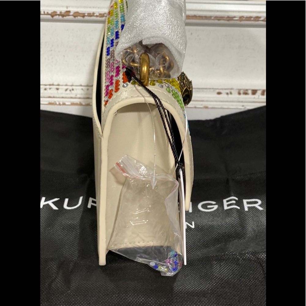 NWT KURT GEIGER Shoreditch Leather Rainbow Rhinestone Small Crossbody Bag - Picture 4 of 7